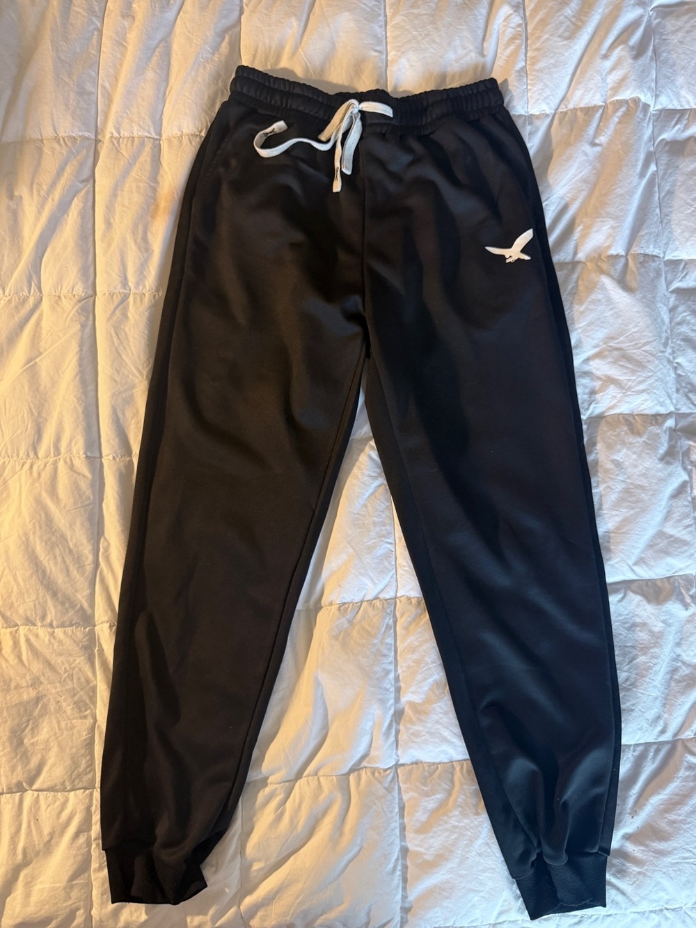 Men's Black Jogger Sweatpants with White Drawstring